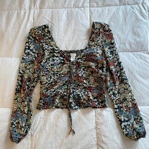 hm ruched floral crop top